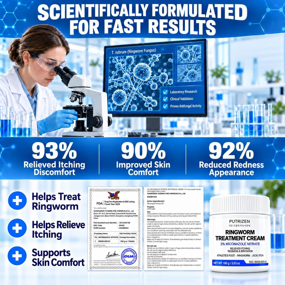 Antifungal Ringworm Treatment Cream: Miconazole Nitrate 2%