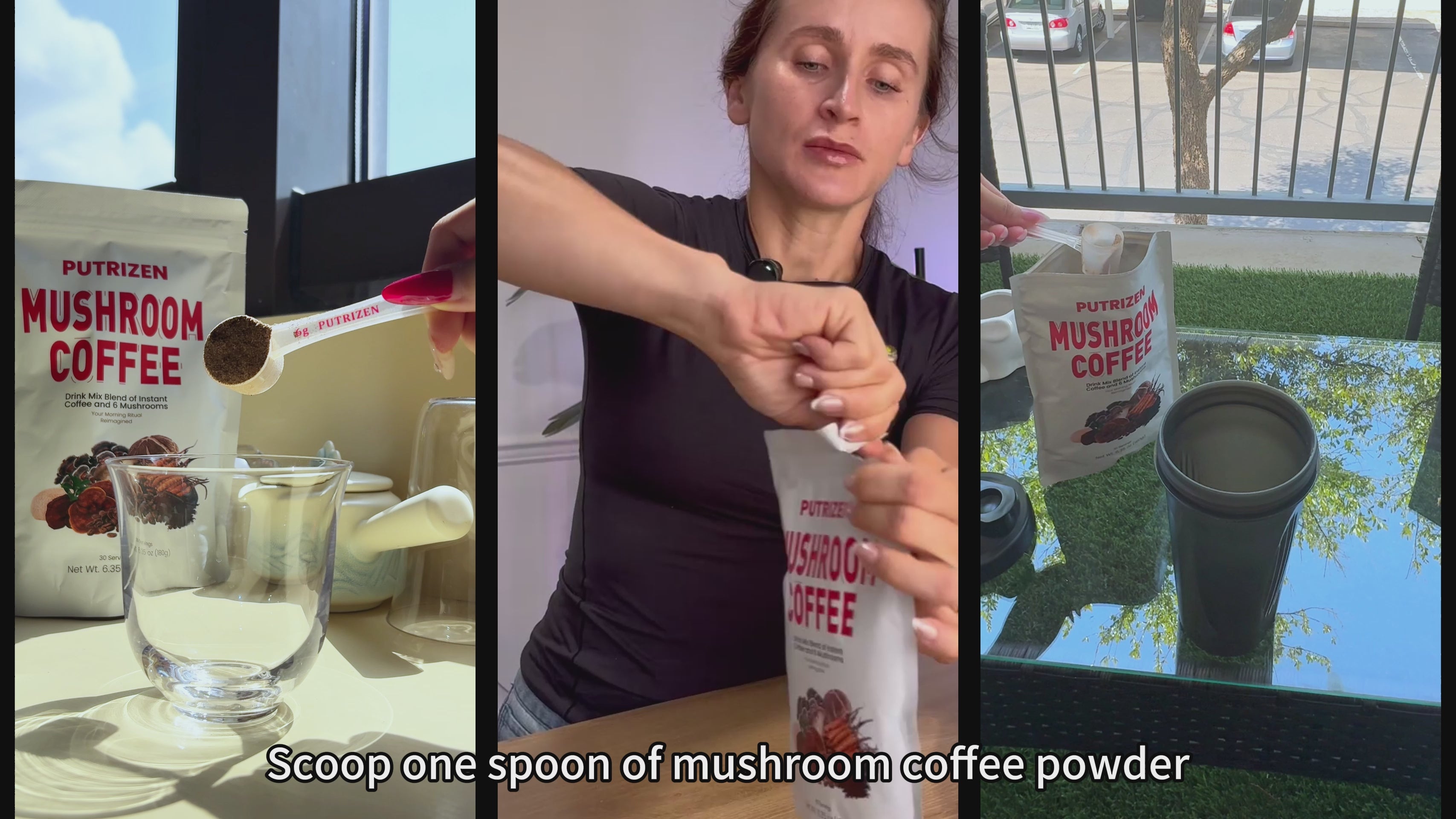 PUTRIZEN Mushroom Coffee with 6 adaptogenic functional mushrooms (including Reishi, Lion's Mane, Cordyceps) and MCT Oil