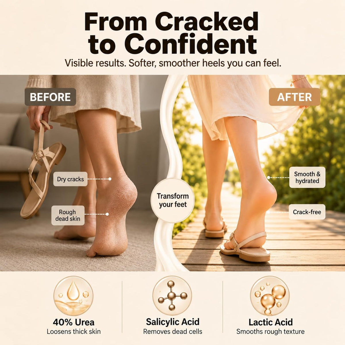 Urea Cream Foot Cream: for Dry Cracked Heels and Feet