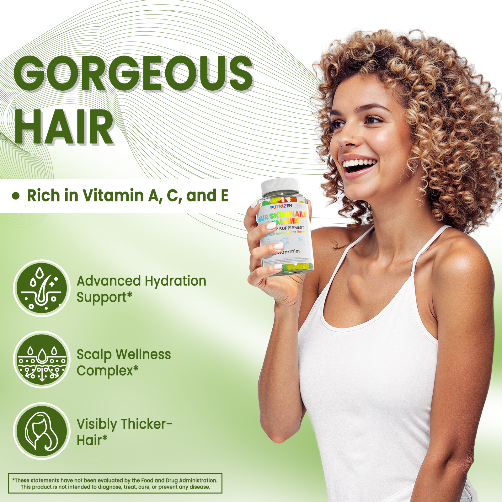 Hair Skin and Nails Gummies, Vegan 5000mcg Biotin Vitamins for Women & Men – Supports Hair Growth, Nail Strength & Skin Health – Non-GMO, 60 Gummies
