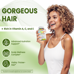 Hair Skin and Nails Gummies, Vegan 5000mcg Biotin Vitamins for Women & Men – Supports Hair Growth, Nail Strength & Skin Health – Non-GMO, 60 Gummies
