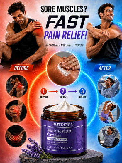 PUTRIZEN Magnesium Moisturizing Cream Topical: Natural Muscle Relief Lotion